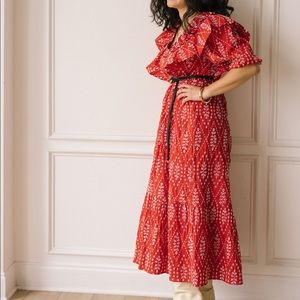 Zara Red Embroidered Dress, Sz L